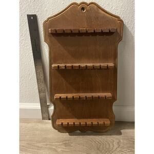 Vtg Wood Spoon Rack Display Hanging Wall Mount Holder For 32 Souvenir Collection